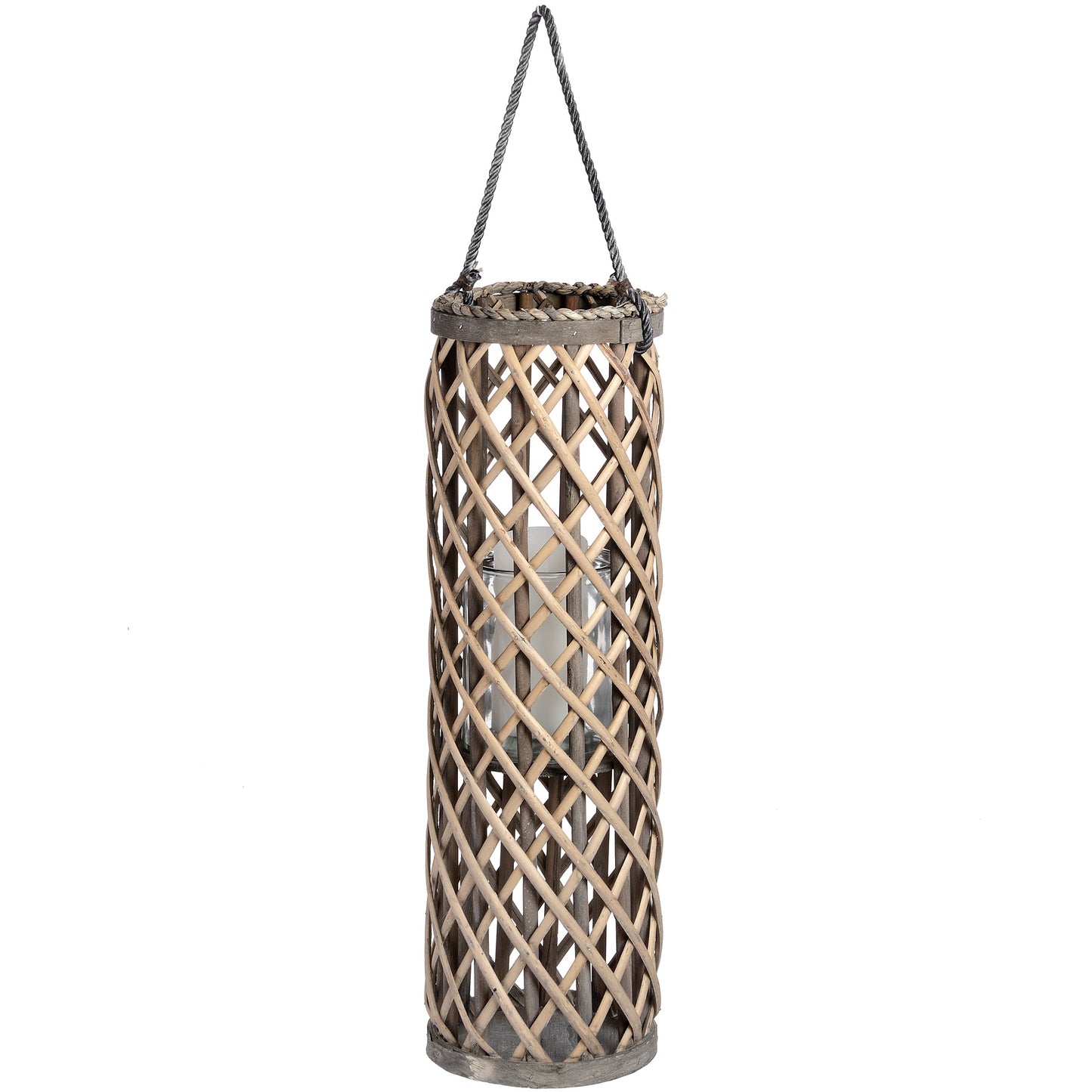 Charming Wicker Hurricane Lantern - Medium