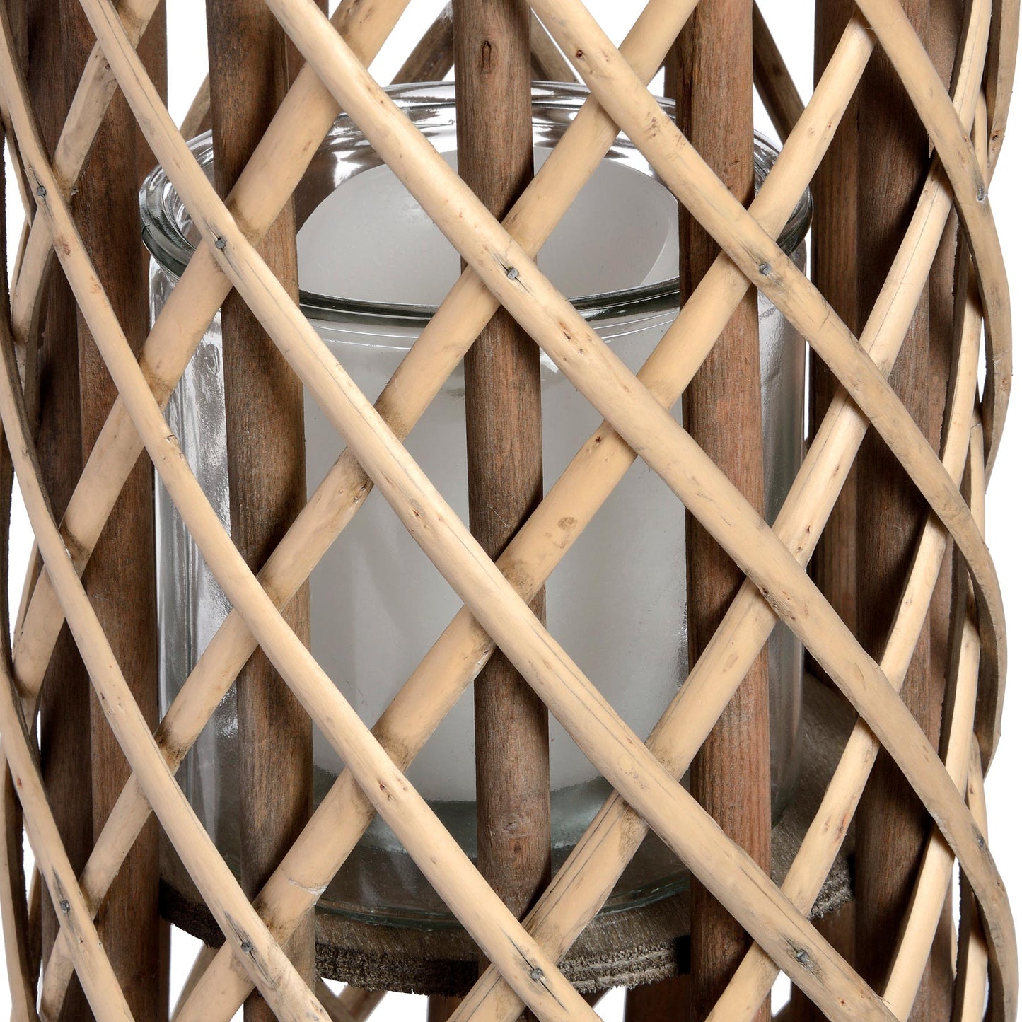 Cosy Glow Wicker Hurricane Lantern - Small