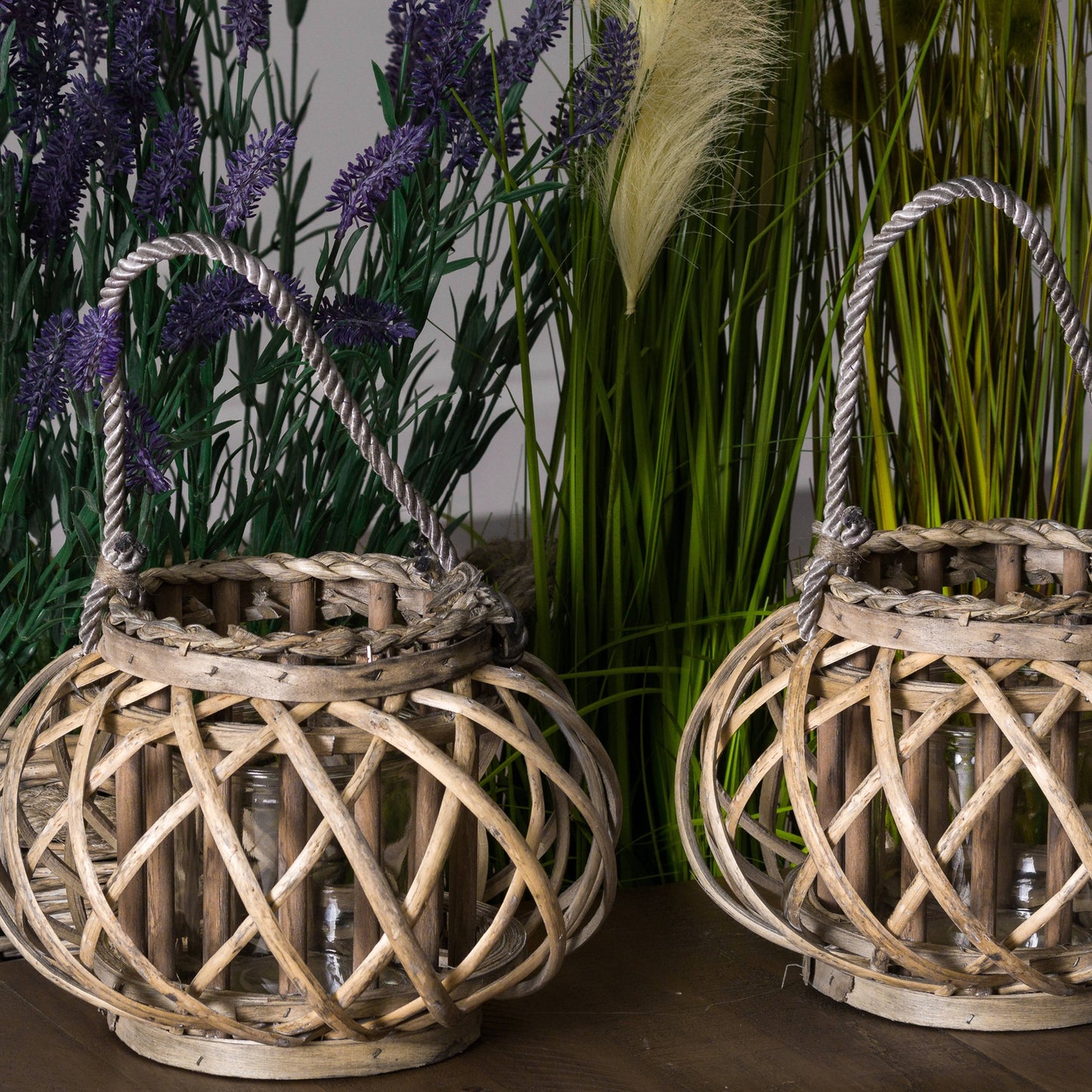Rustic Elegance Wicker Lantern - Large
