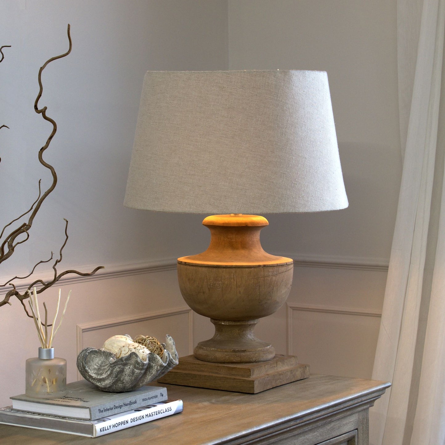 Delaney Natural Wash Urn Lamp With Linen Shade