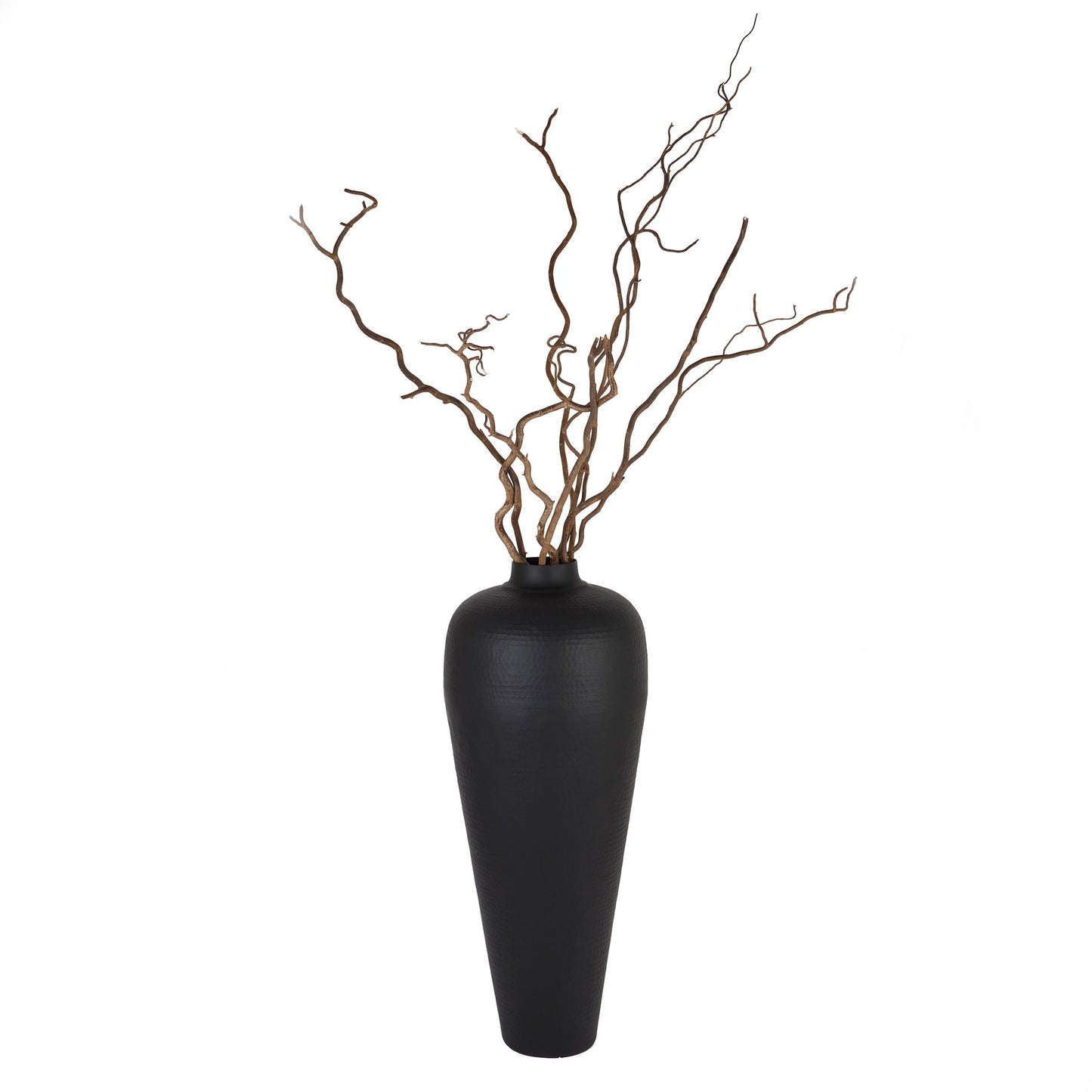 Matt Black Medium Hammered Vase Without Lid