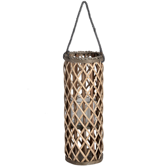 Cosy Glow Wicker Hurricane Lantern - Small
