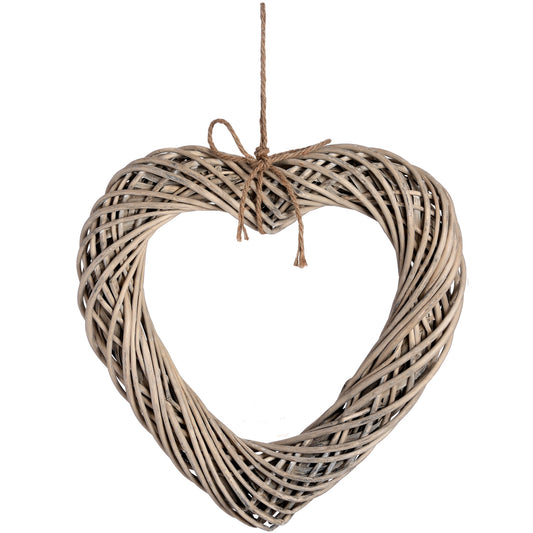 Elegant Wicker Heart Wall Decor with Delicate Rope Detail